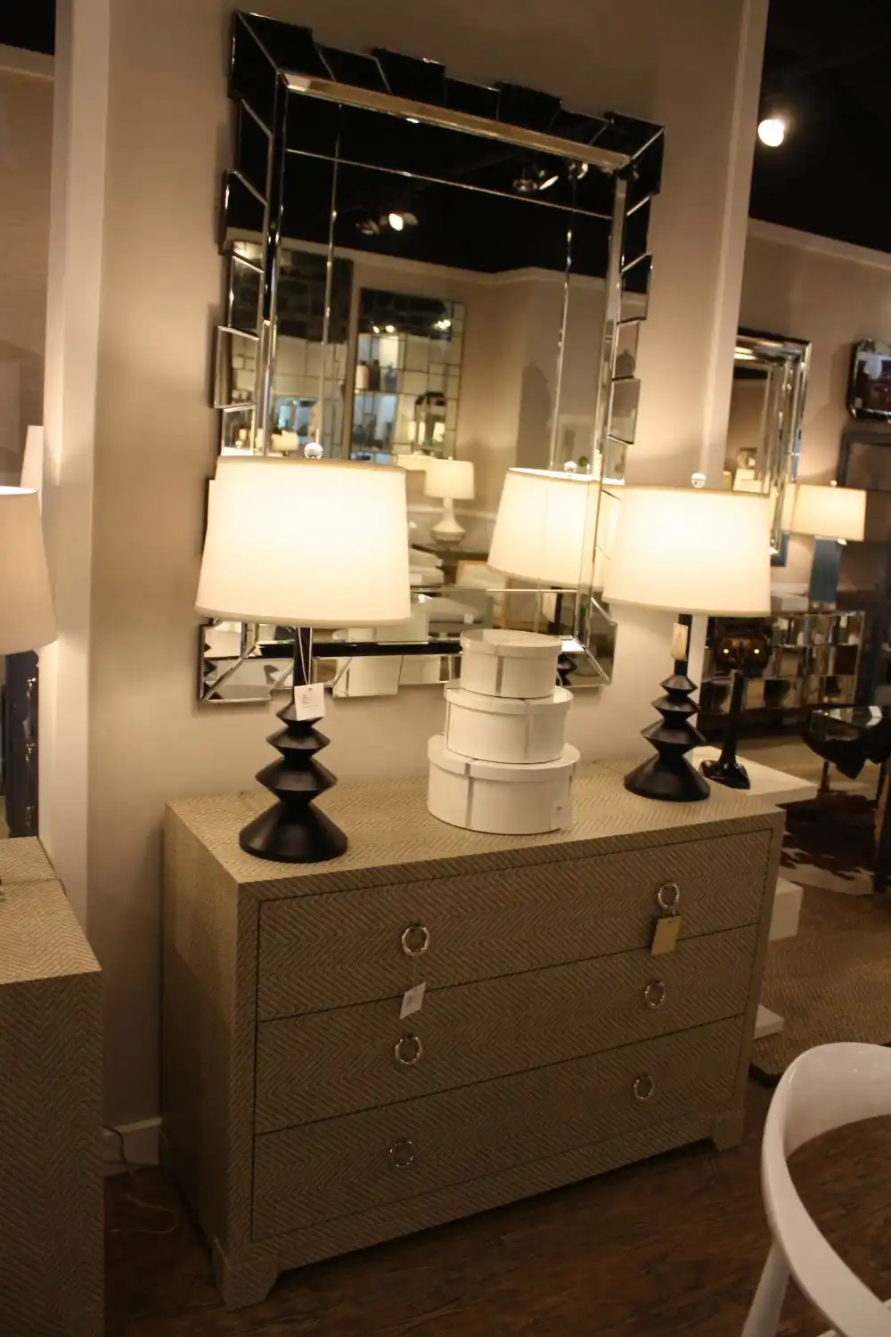 Modern wall mirror above console