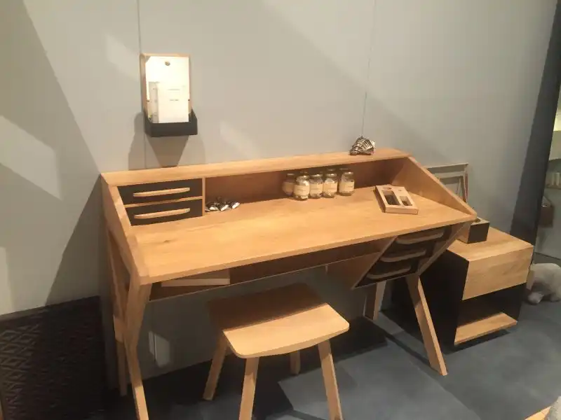 Modern wood desk with drawers and storage