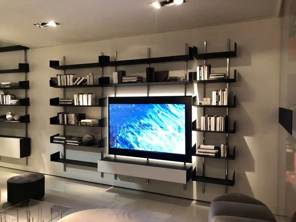 Modular wall unit hanging with TV