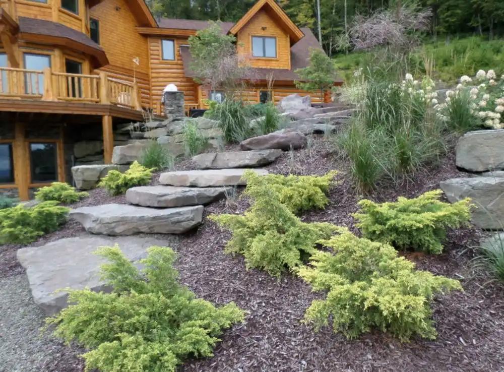 Mountain Rocky terrain with slabs steps