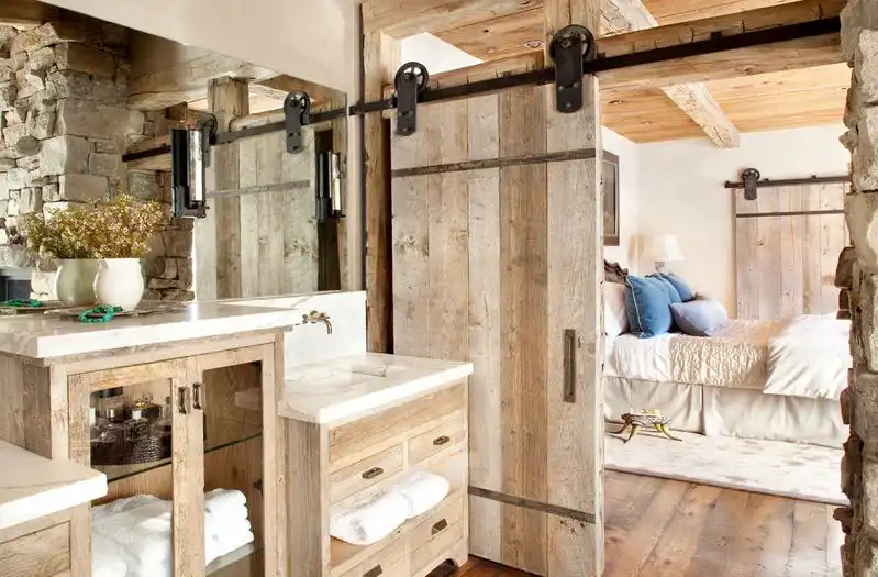 Mountain ski lodge barn door