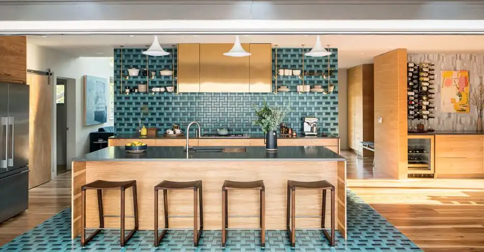 Natural wood color kitchen design