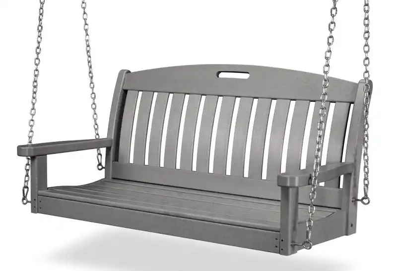 Nautical Slate Gray Recycled Plastic Wood 48 Inch Patio Swing By POLYWOOD