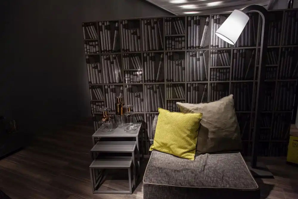 Personalize the space with some wallpaper for a nice backdrop