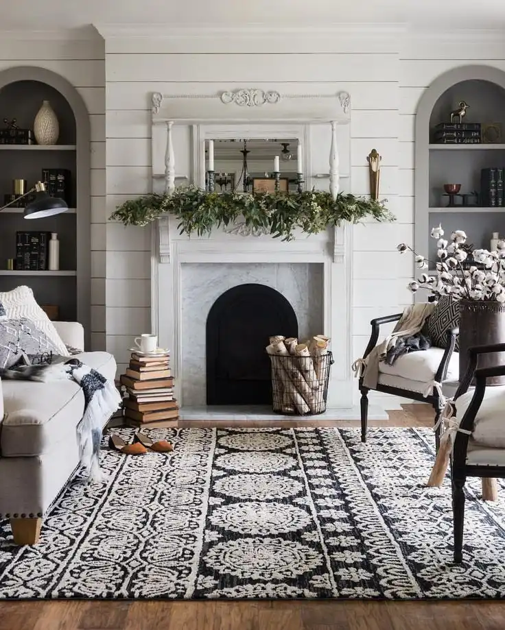 Neutral colored mantel