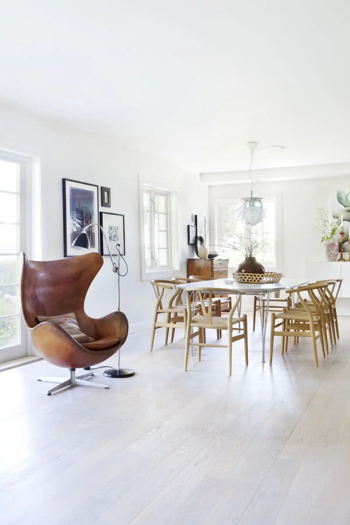 Nordic interior design with Brown Leather Original Egg Chair