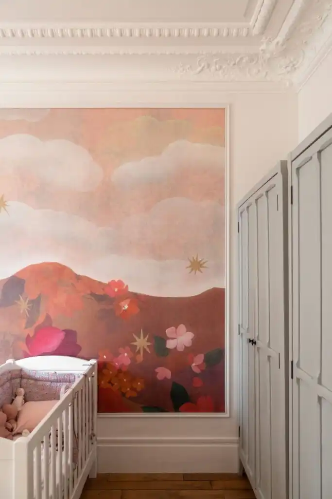 Nursery room with red touches