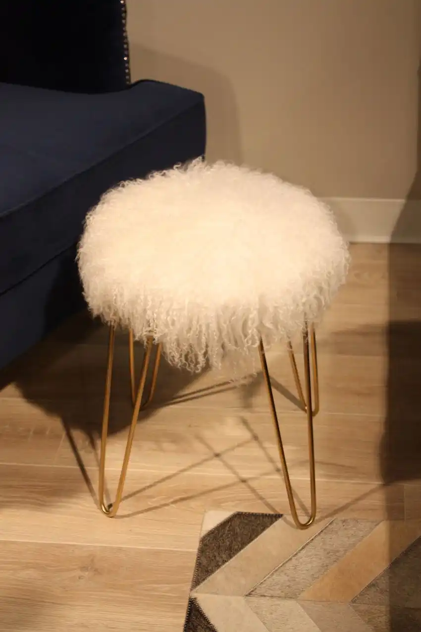 OC hairpin leg fur stool with hairpin legs