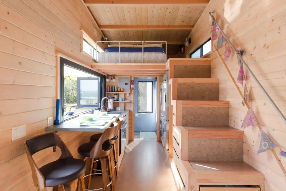 Ocean view Tiny House 1 Mile to the beach loft stairs
