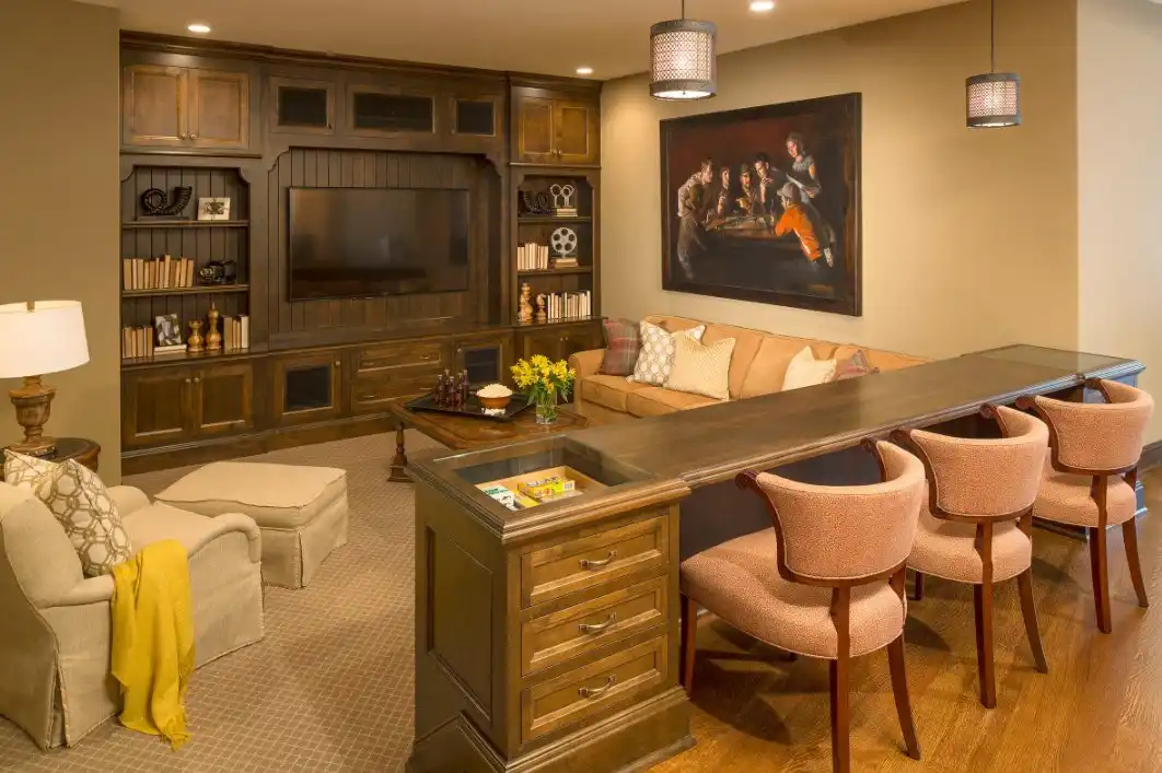 Office media console built in space