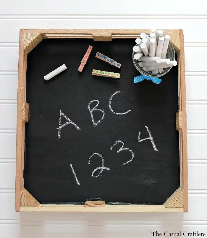 Old crate kids tray chalkboard