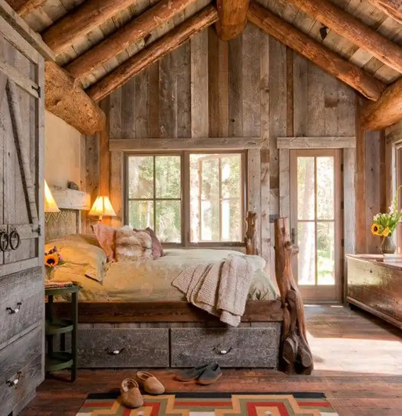 Old rustic bedroom with natural light