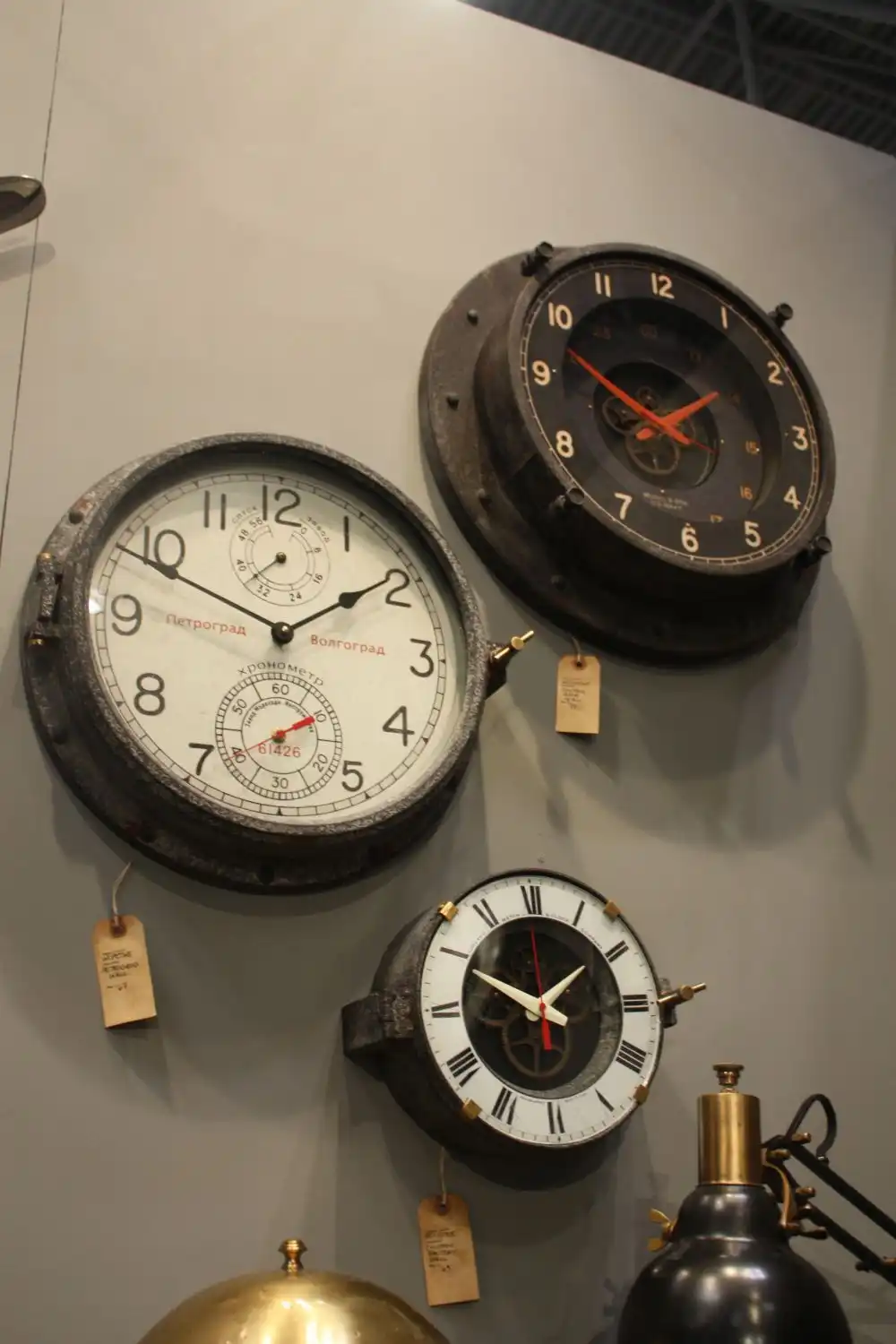 Old rustic factory wall clocks