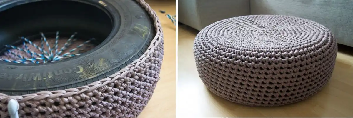 old try turned into an ottoman
