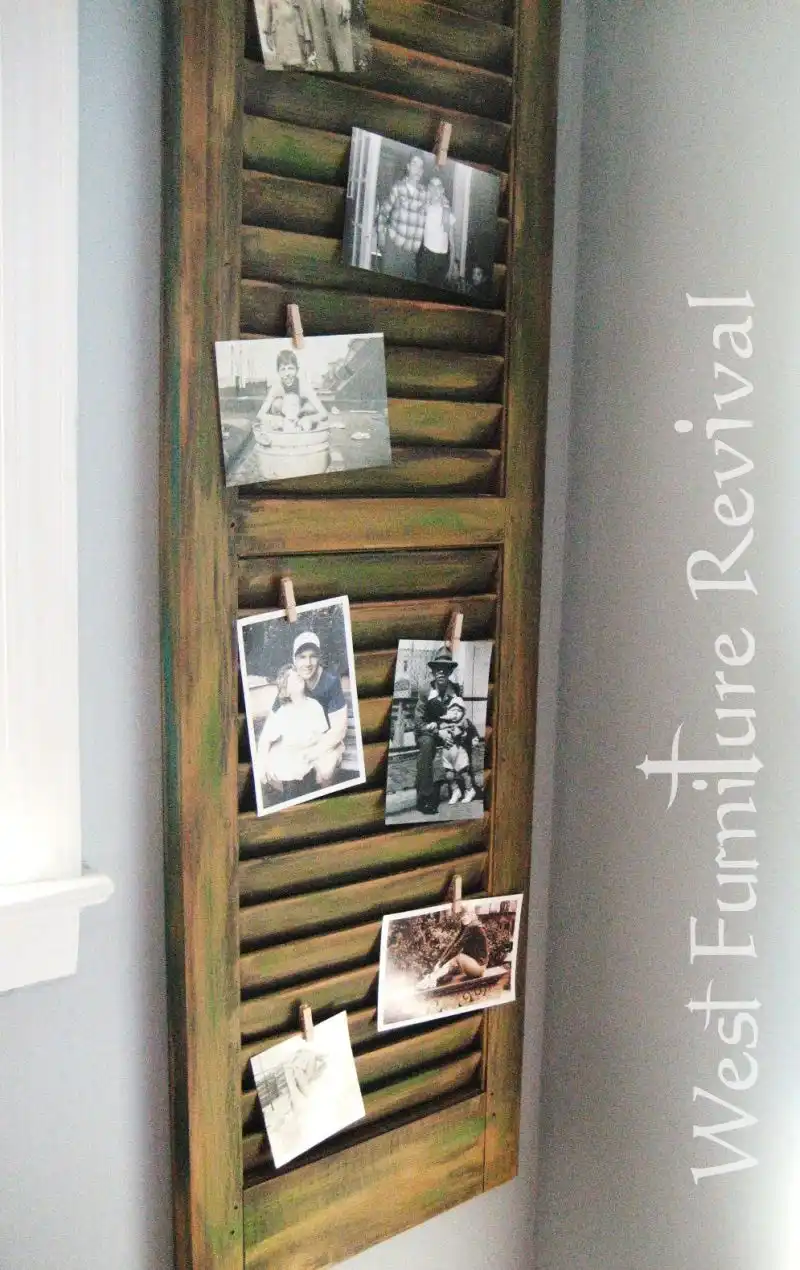 Old wood shutter turned into email organizer
