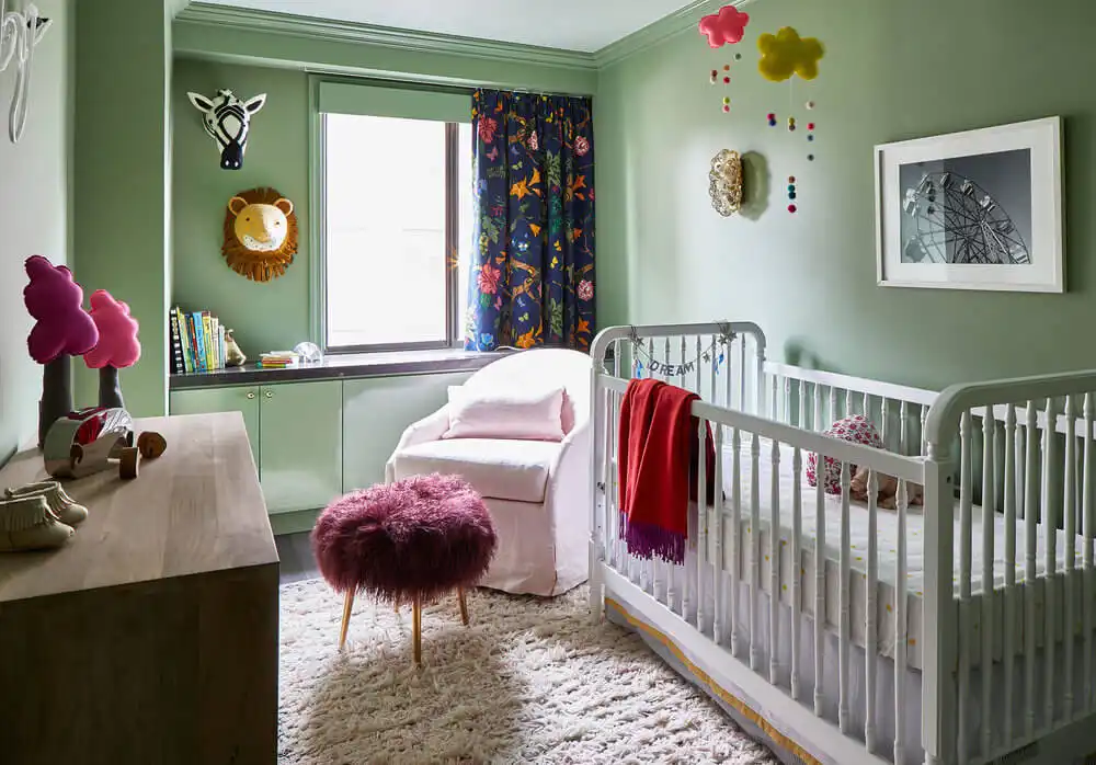 Olive green nursery room