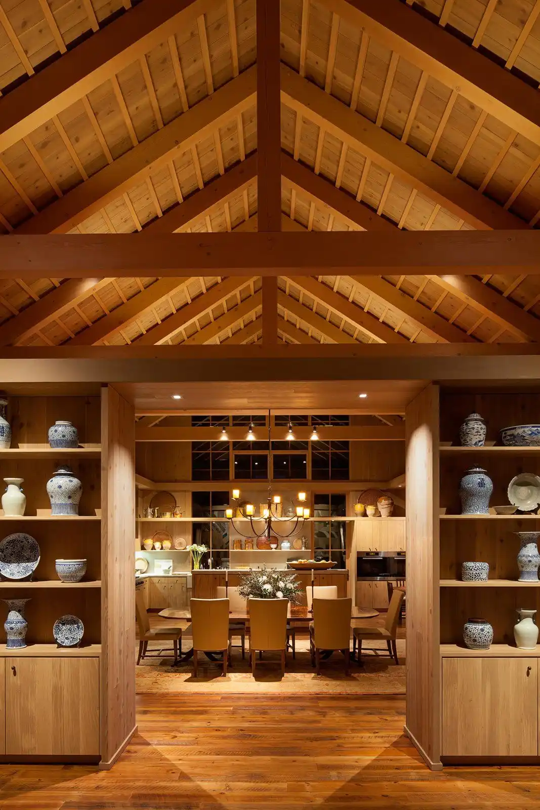 Side cabinets visually divide the open plan.
