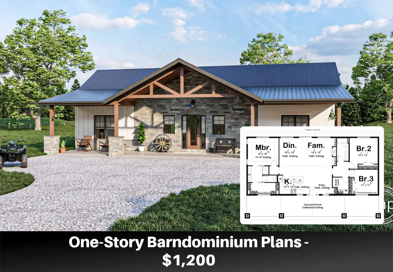 One-Story Barndominium Plans - $1,200