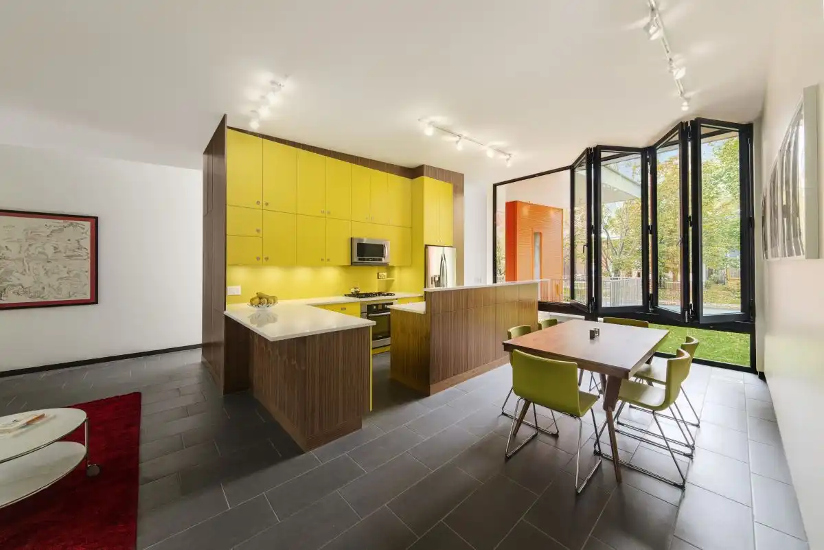 Open space with folding windows