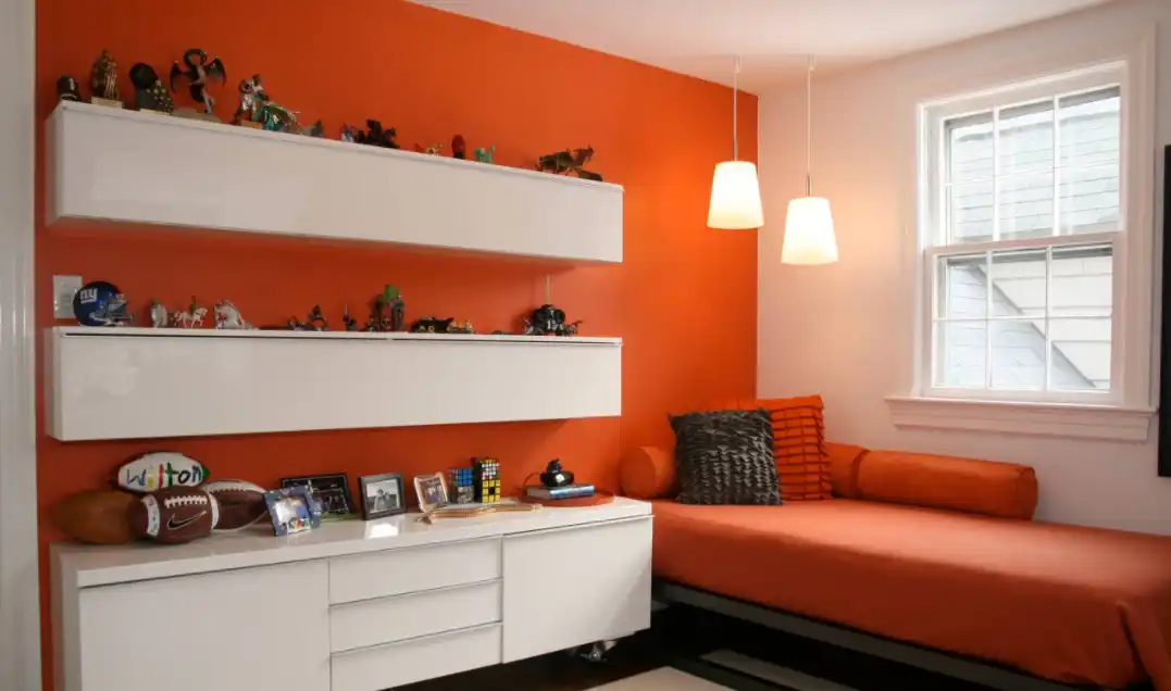 Orange kids room wall decor