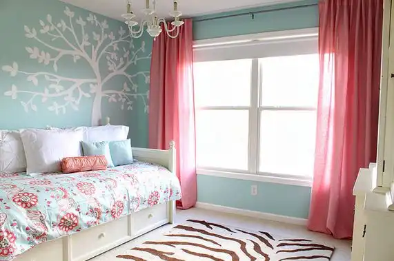Organic girl room with tiffany blue paint