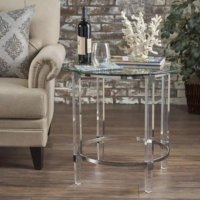 Orson Acrylic and Tempered Glass Square Circular Table