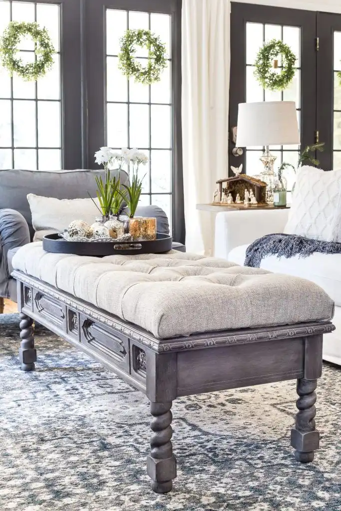 Ottoman bench DIY tufted top