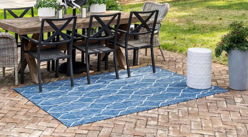 13 Blue Outdoor Rugs For Stylish And Soothing Decks And Patios