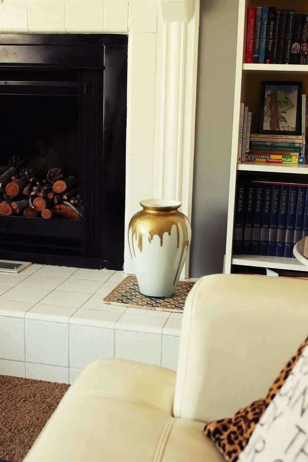 Paint Dripped Milk Glass Vase