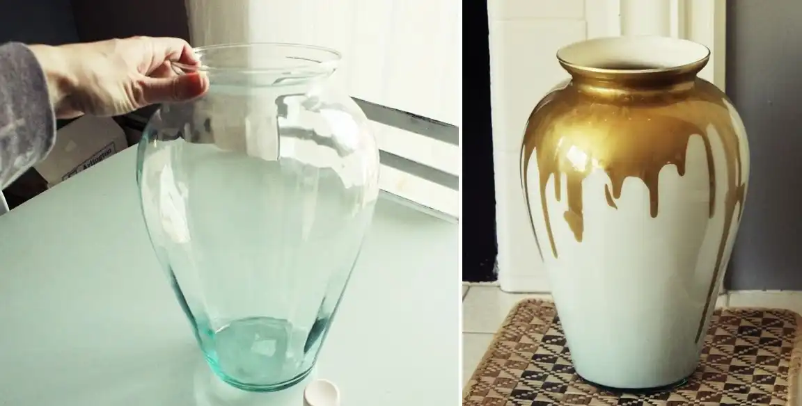 DIY Paint Drip & Milk Glass Vase