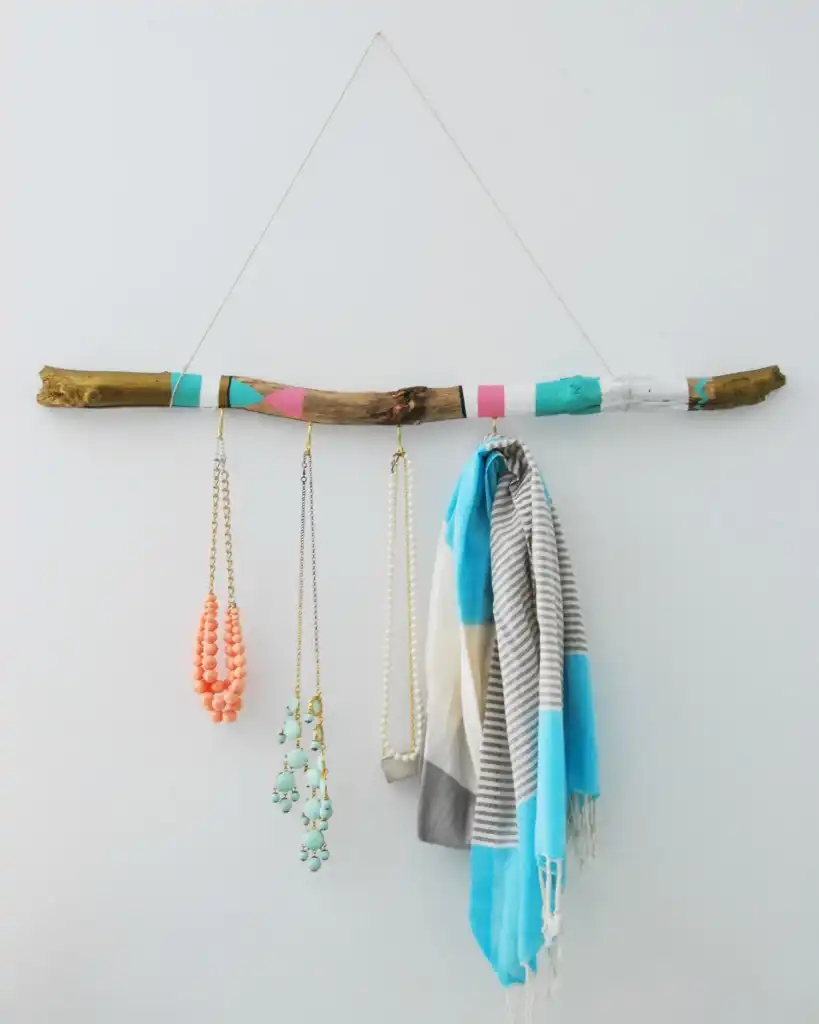 Painted driftwood hanger