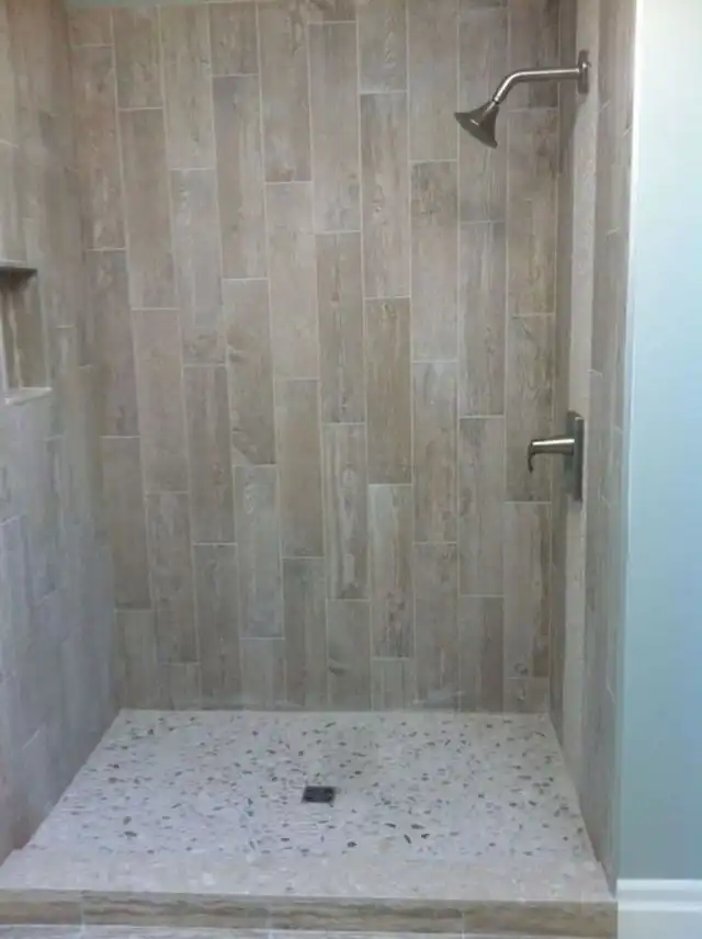 Pale Wood Shower Tiles