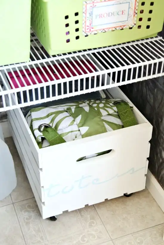 Pantry wooden crate on wheels