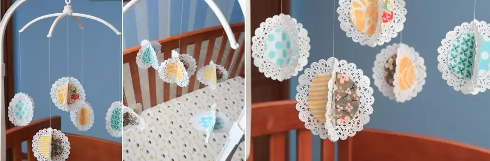 Paper doilies and patterned fabric