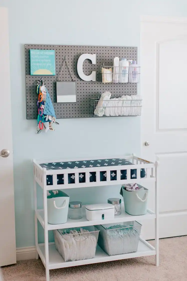 Pegboard Nursery room organization