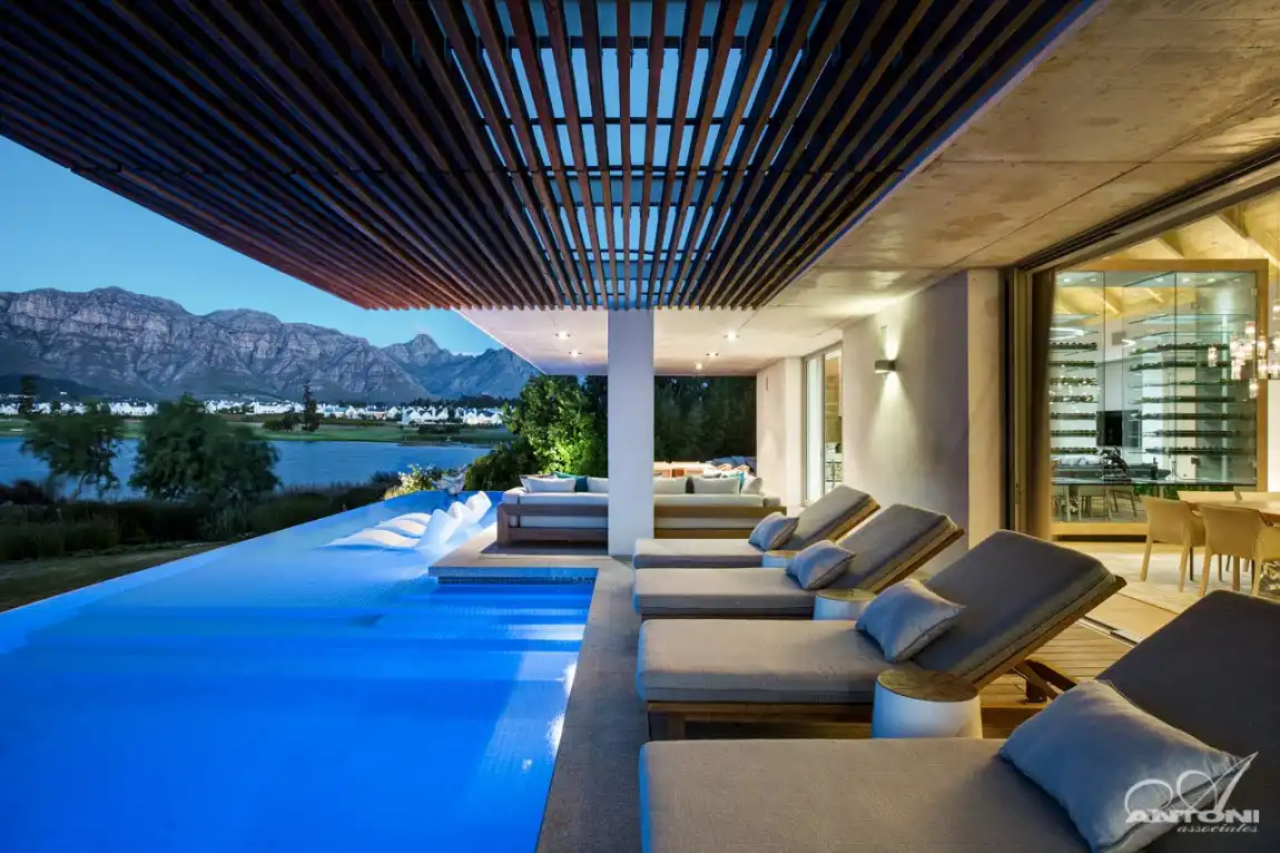 Pergola Pool Design City Lights and view