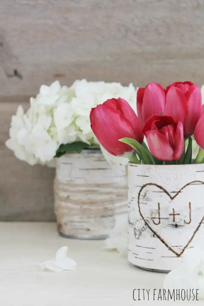 Personalized birch vases