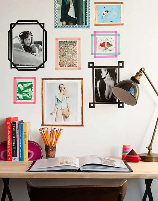 Picture frames with tape