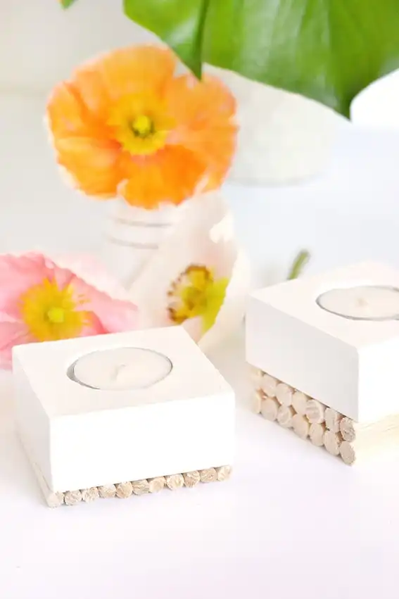 Pine and balsa wood candle holders