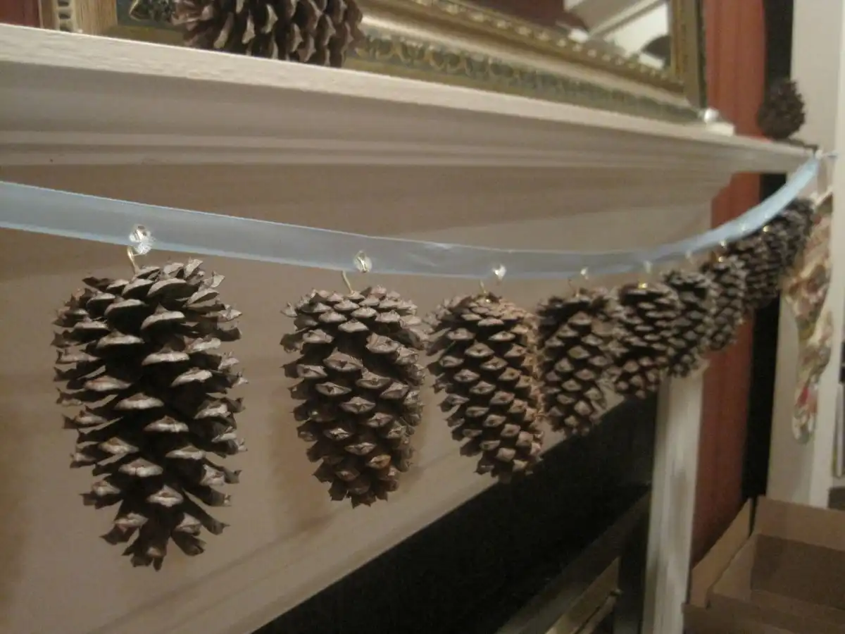 Pine cones for fireplace mantel