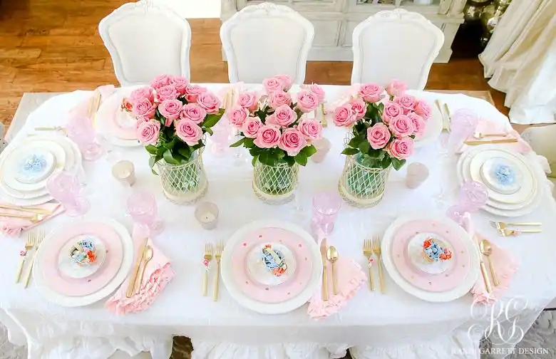 Pink roses for Easter Table