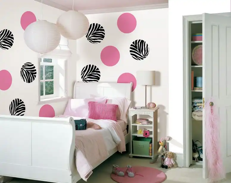 Pink and black large polka dots