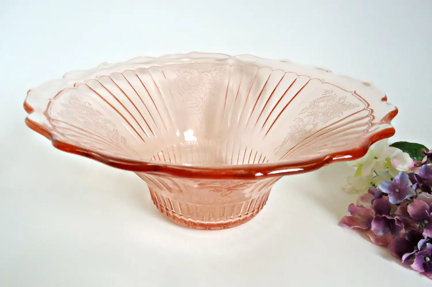 Pink scalloped edge bowl