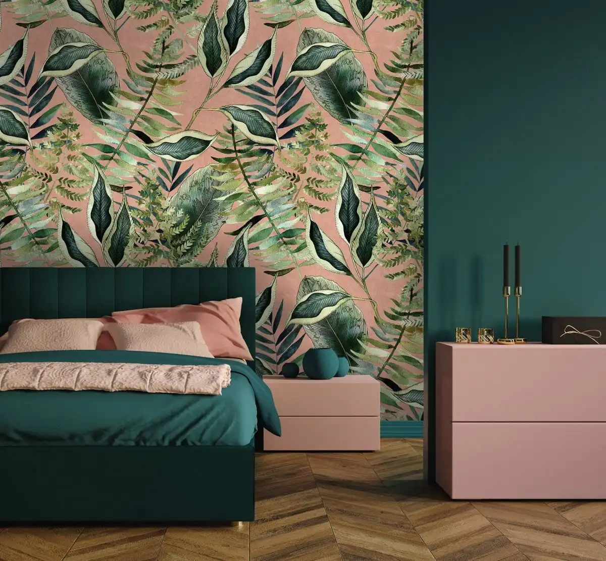 Pink with Dark Green
