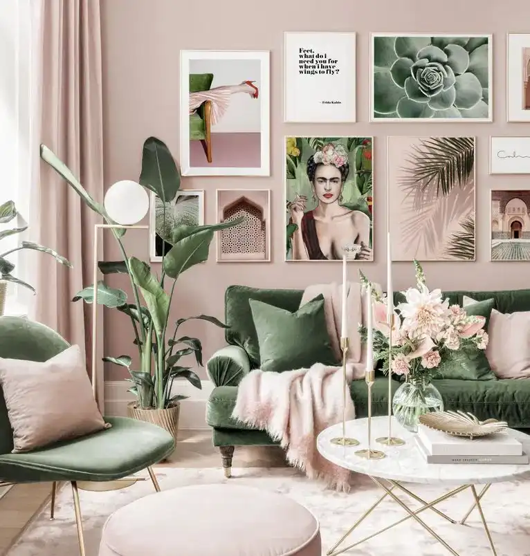 Pink with Pistachio Green