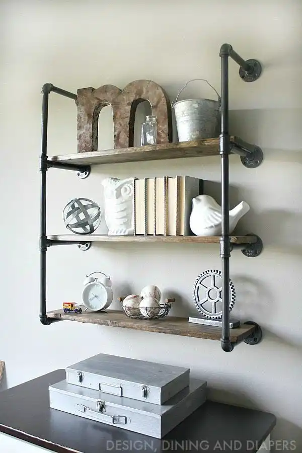 Pipes shelves above the laundry