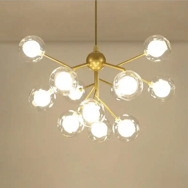Plug in Sputnik Chandelier 12 Light Golden Pendant Light