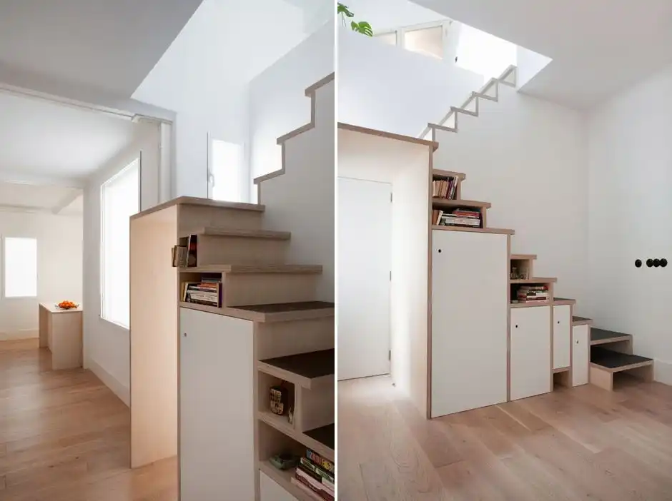 Plywood under stair storage system