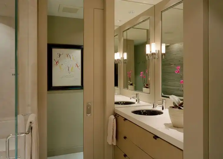 Pocked door for small bathroom