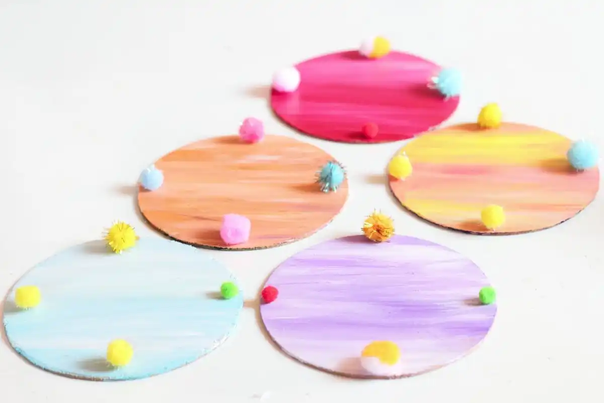 Pom Pom painted coasters